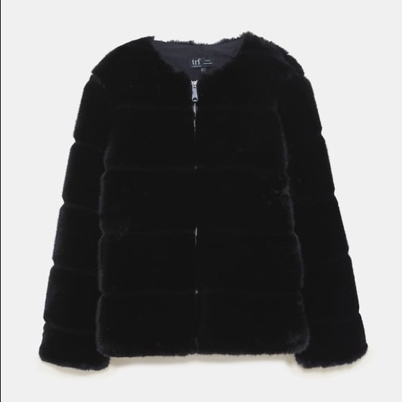 zara black fur bomber jacket